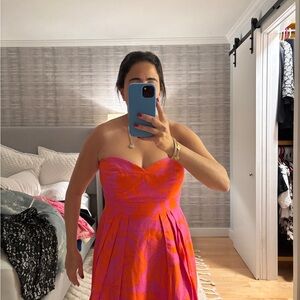 Shoshanna Strapless Pink and Orange Dress